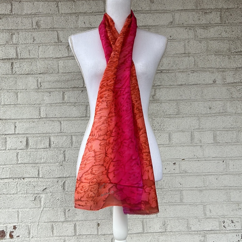 Watercolor Raw Edge Silk Scarf